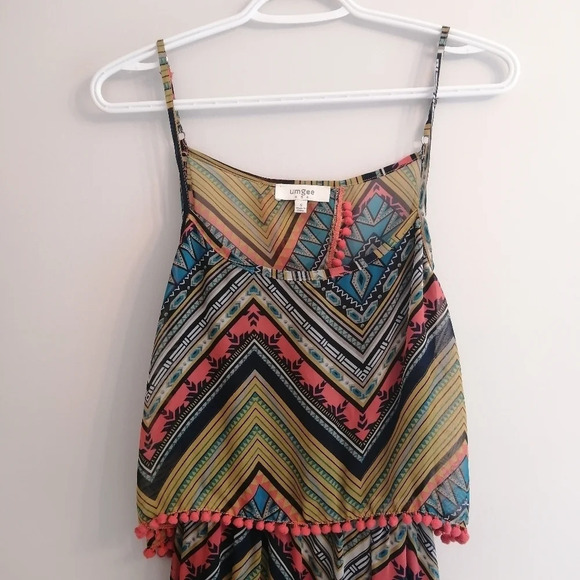Umgee Aztec Chevron Print Semi Sheer Boho Maxi Dress with Back Cutout Small - Picture 7 of 15